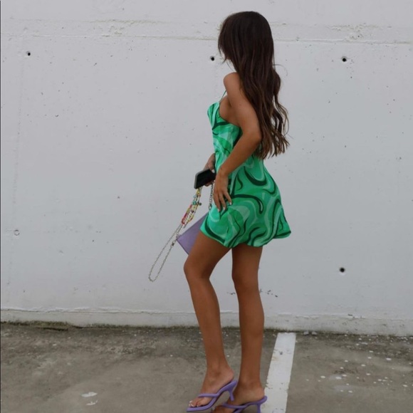 Zara Flowy Mini Dress Green - Picture 11 of 16